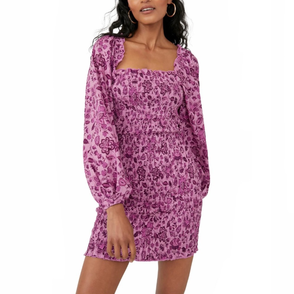 Free People Smock It To Me Smocked Floral Mini Dress